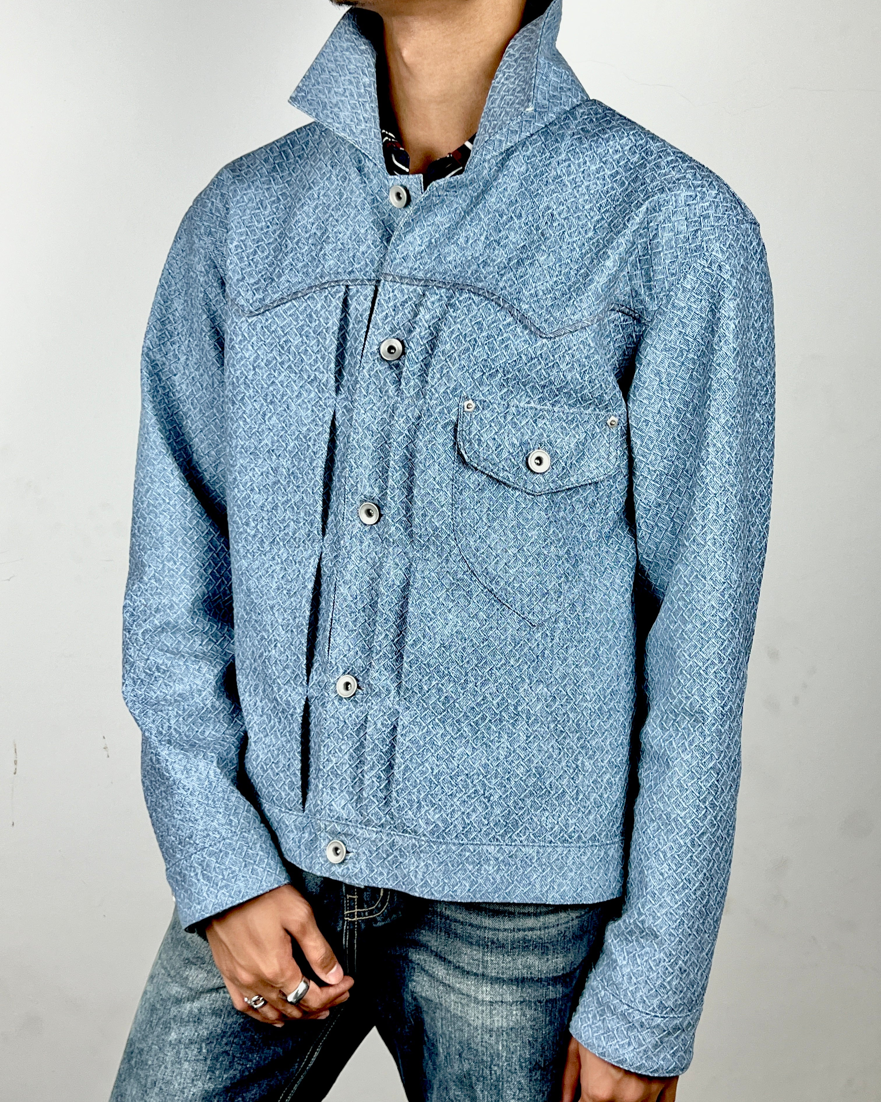“Raw 1.1” Type I Leather Jacket in Light Blue (MTO)