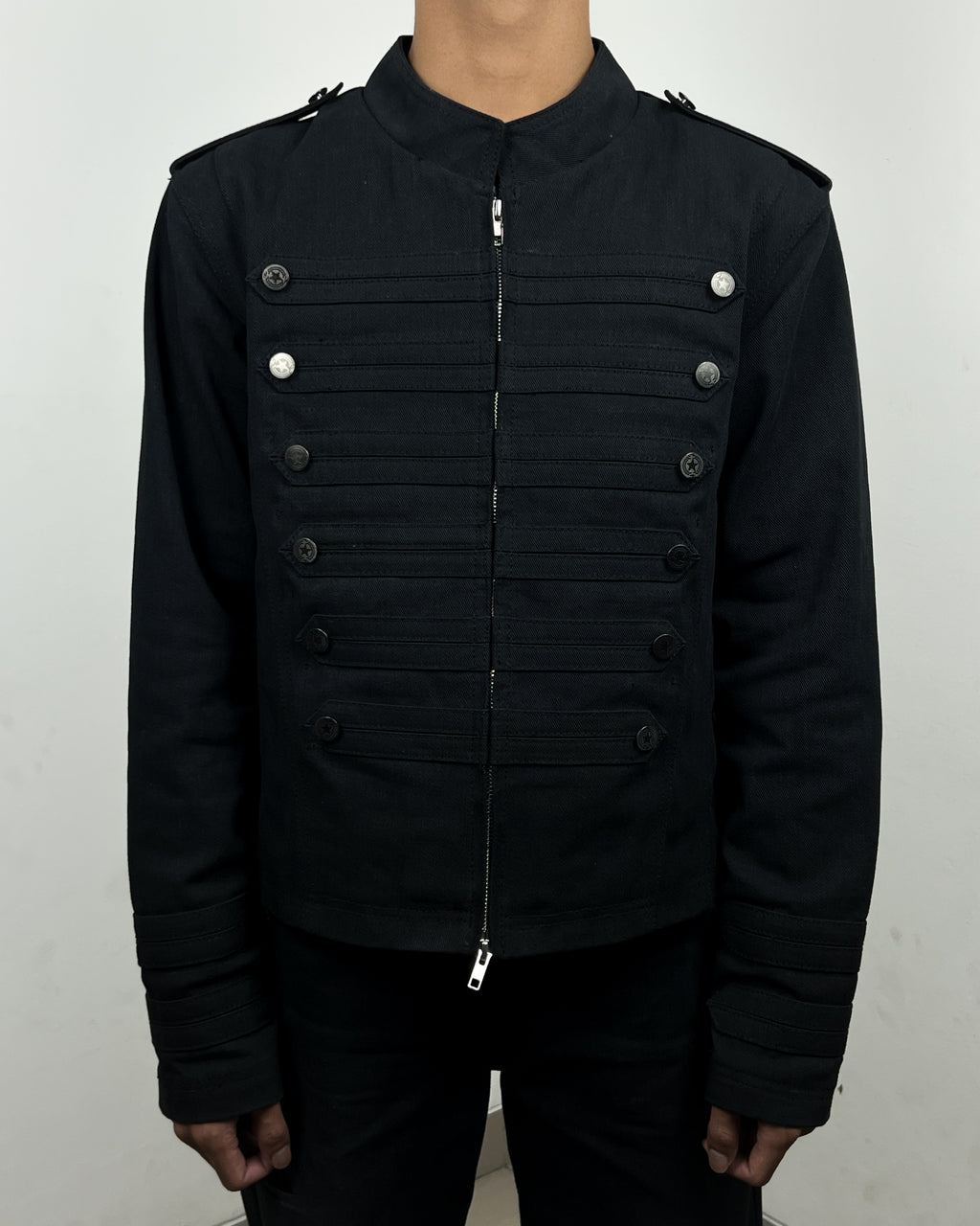 “Napoleon” Denim Jacket in Jet Black (MTO)