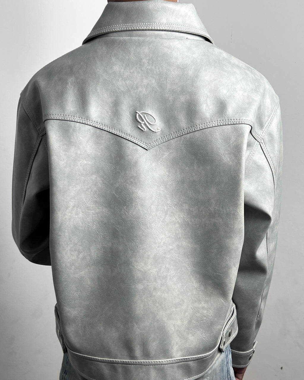 “Nascent 2.0 V2” Leather Jacket in Light Grey (MTO)