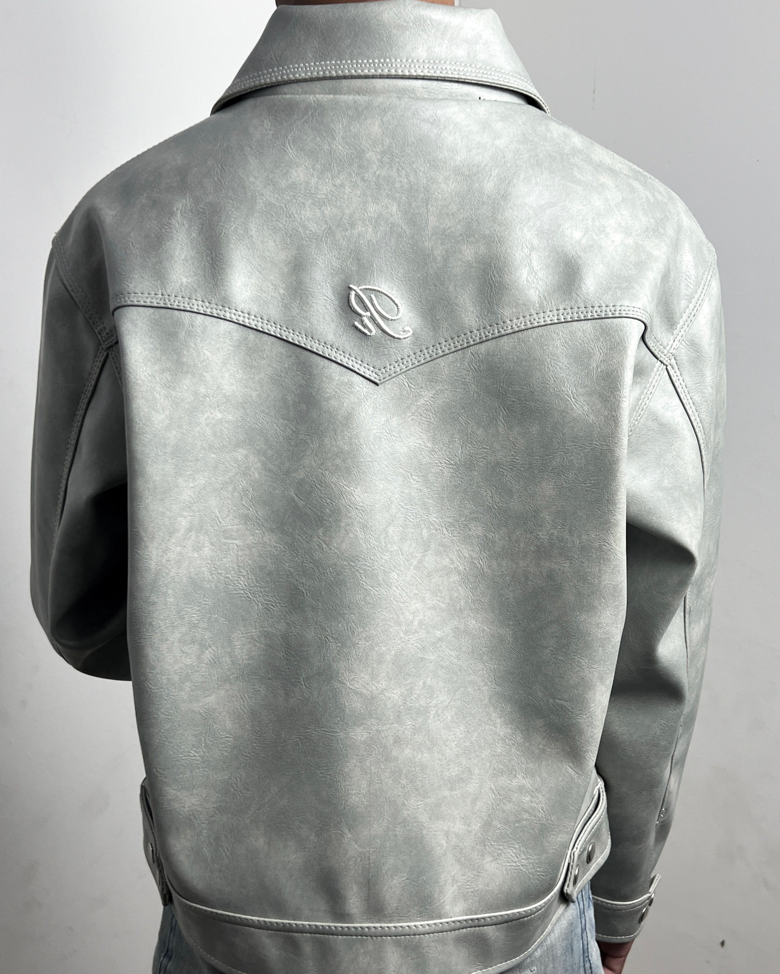 “Nascent 2.0 V2” Leather Jacket in Light Grey (MTO)