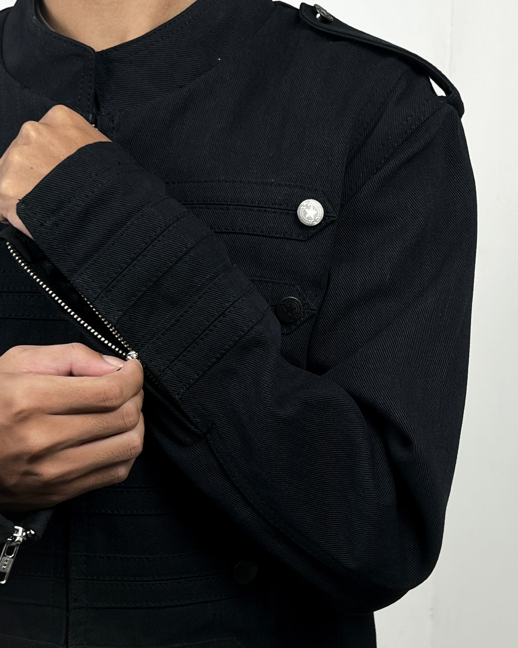 “Napoleon” Denim Jacket in Jet Black (MTO)