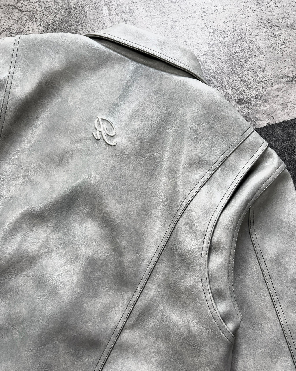 “Nascent 4.0” Leather Jacket in Light Grey