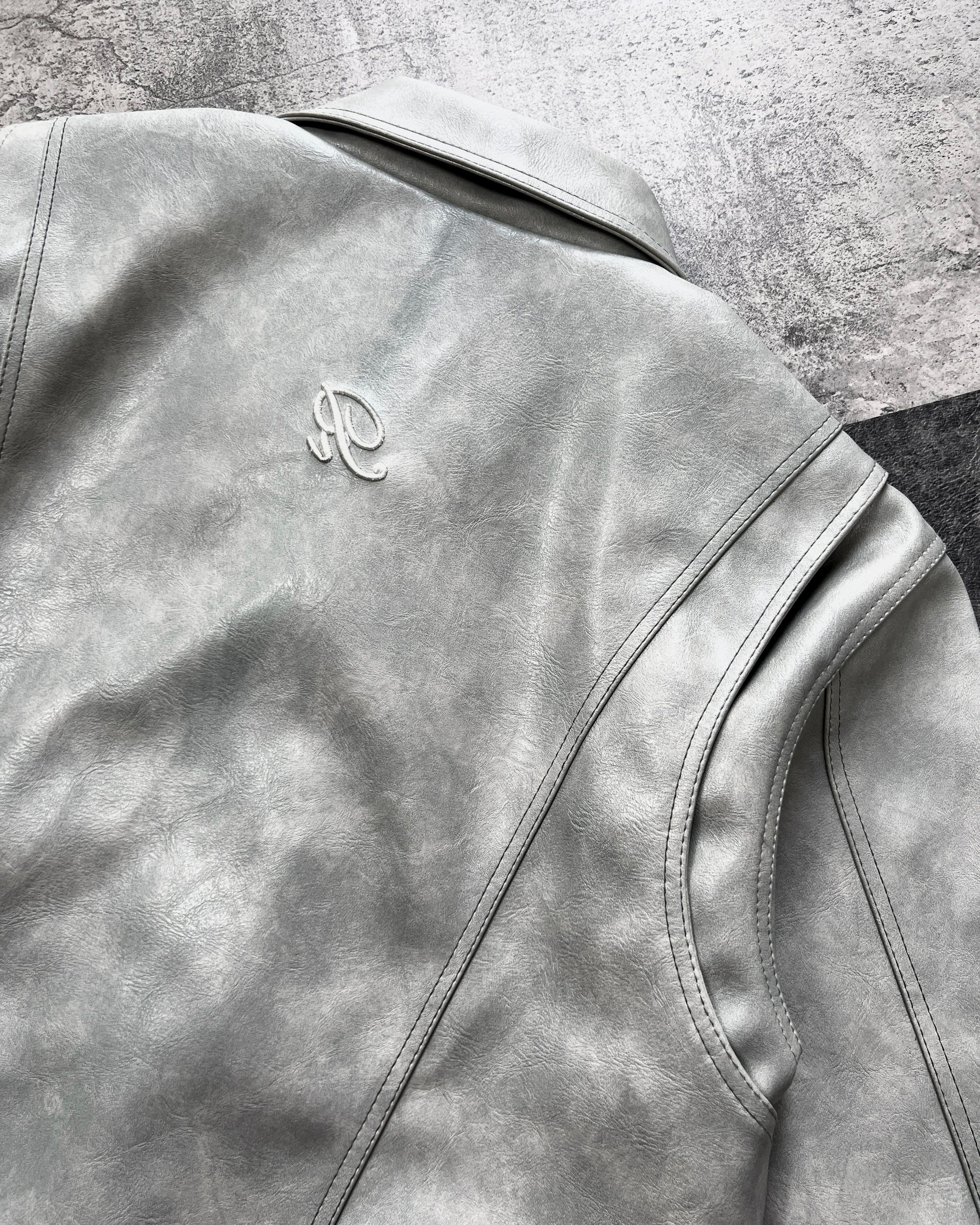 “Nascent 4.0” Leather Jacket in Light Grey