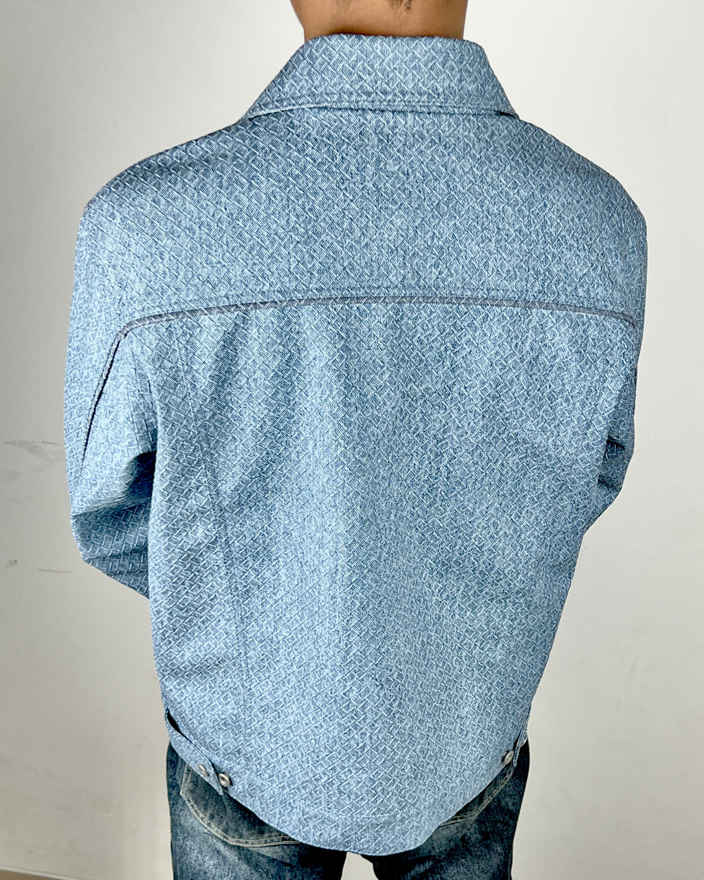 “Raw 1.1” Type I Leather Jacket in Light Blue (MTO)
