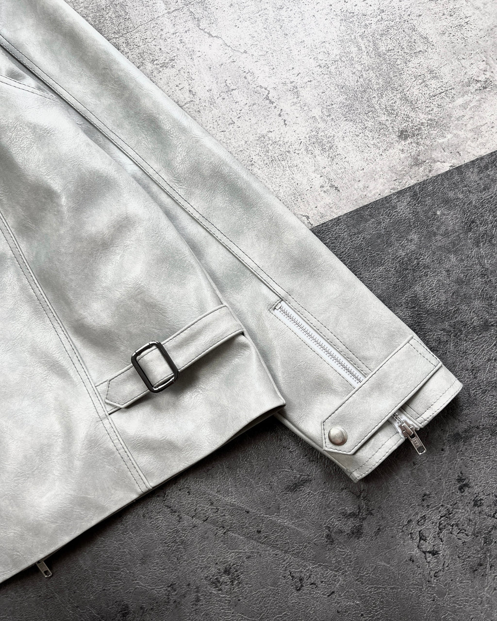 “Nascent 4.0” Leather Jacket in Light Grey