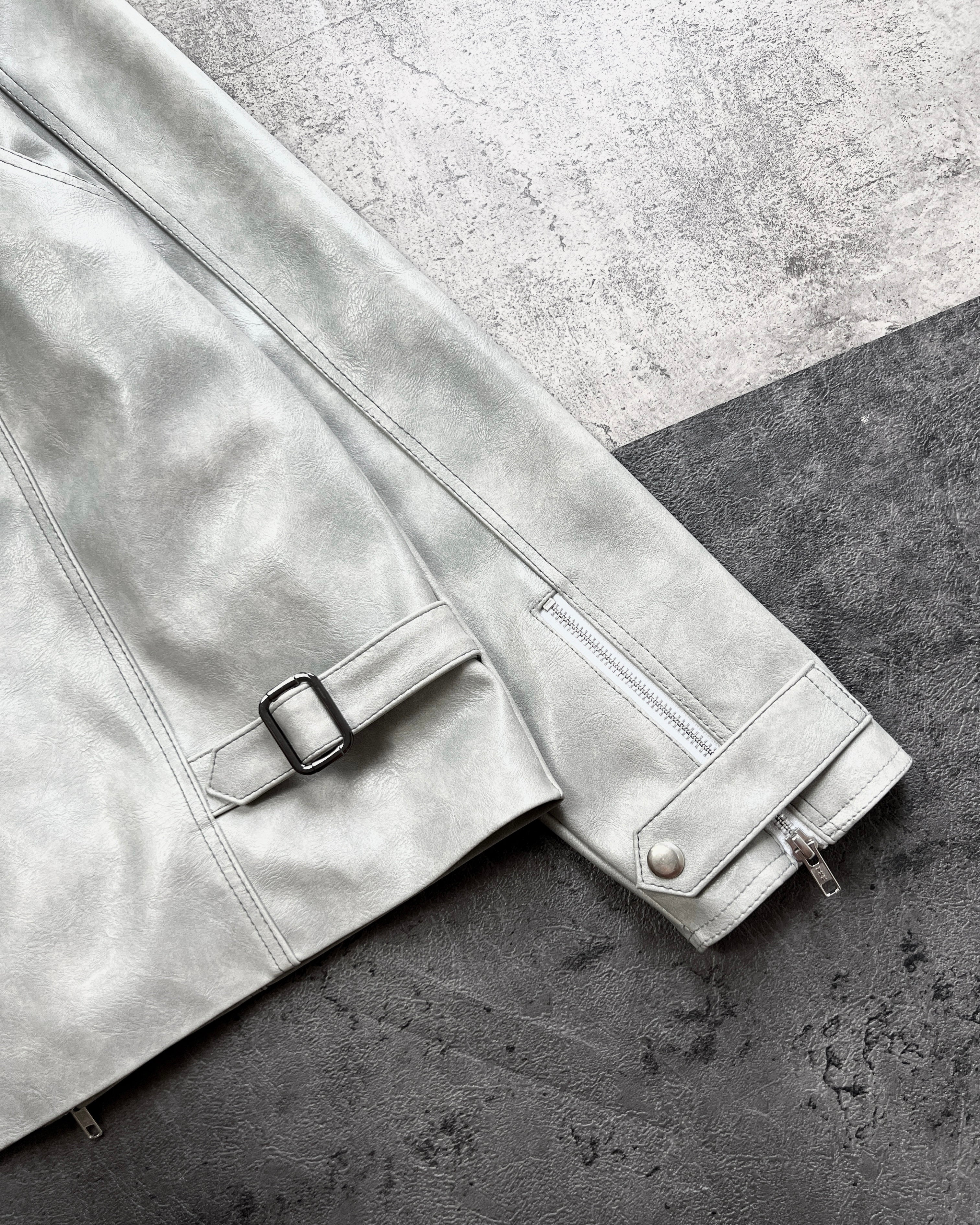 “Nascent 4.0” Leather Jacket in Light Grey
