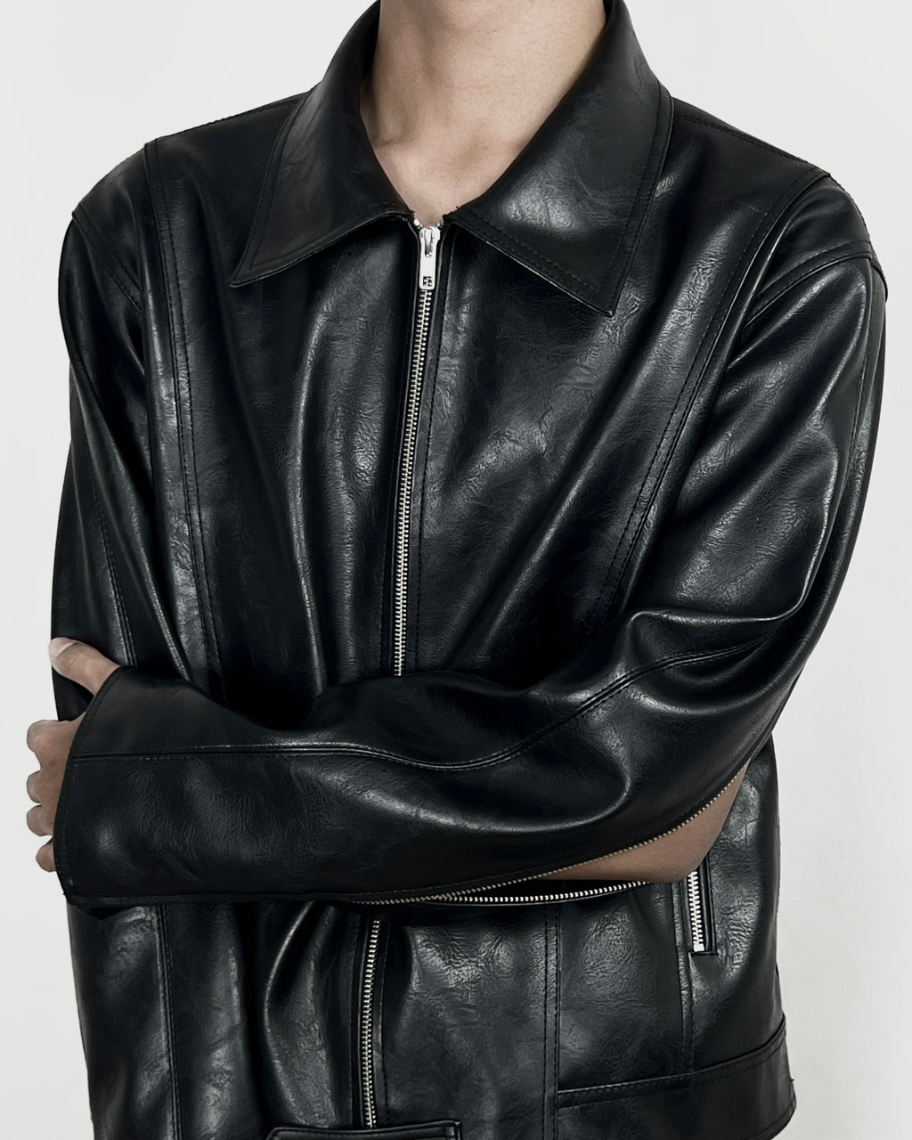 “Nascent 1.0 V2” Leather Jacket in Black (MTO)