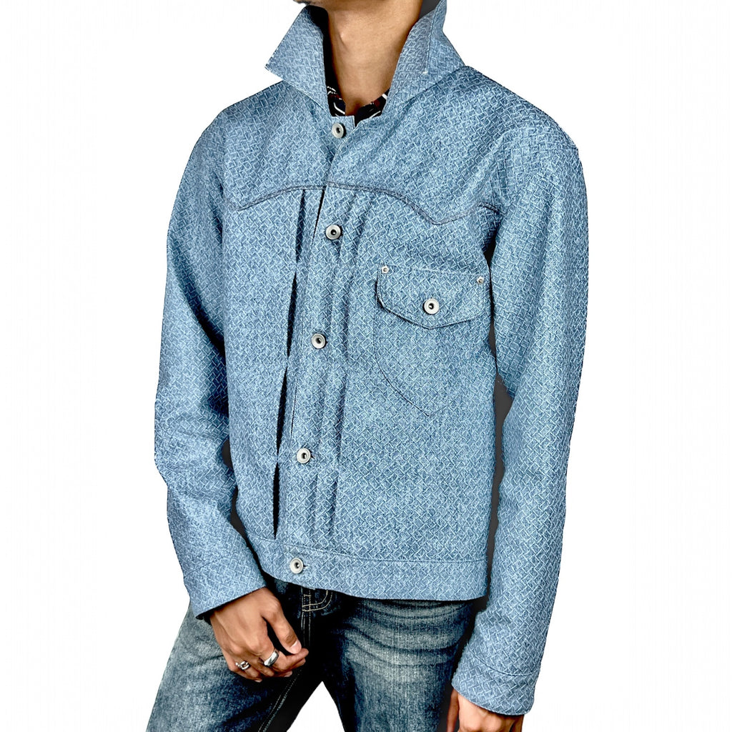 “Raw 1.1” Type I Leather Jacket in Light Blue (MTO)
