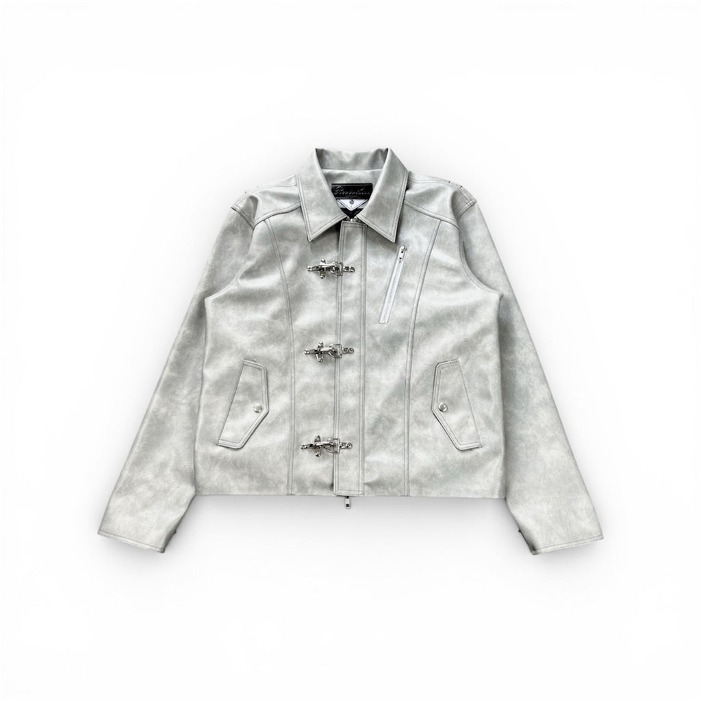 “Nascent 4.0” Leather Jacket in Light Grey