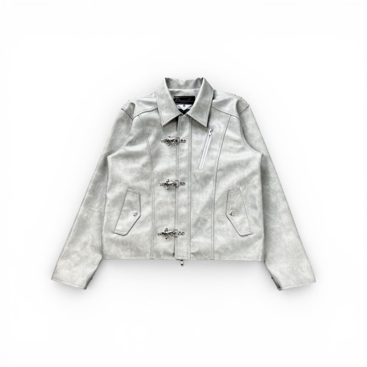 “Nascent 4.0” Leather Jacket in Light Grey
